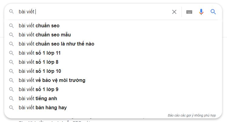 google suggest bài viết chuẩn seo