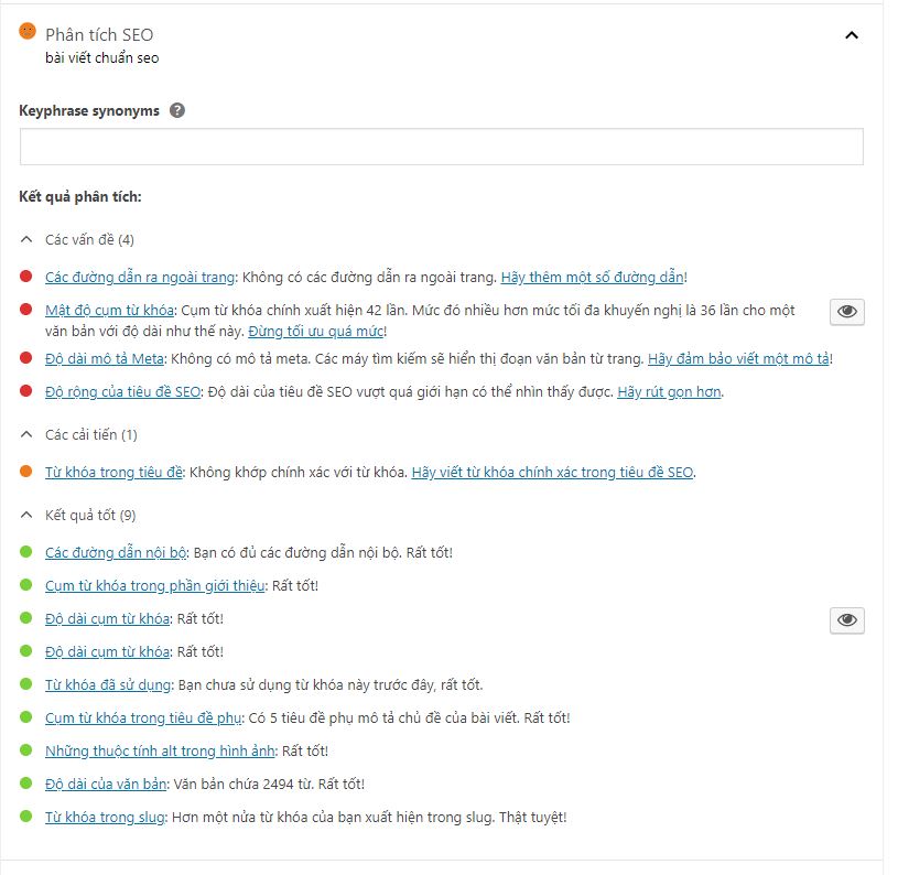 yoast seo phân tích từ khóa seo